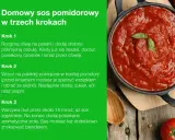 Aksamitny, domowy sos pomidorowy, idealny do makaronu. Przygotowany z pomidorów, cebuli i czosnku, doprawiony ziołami.