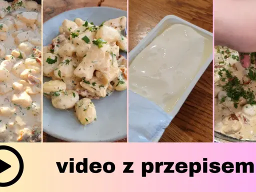 Kremowe gnocchi z kurczakiem i suszonymi pomidorami, posypane świeżą natką. Pyszny przepis na obiad.